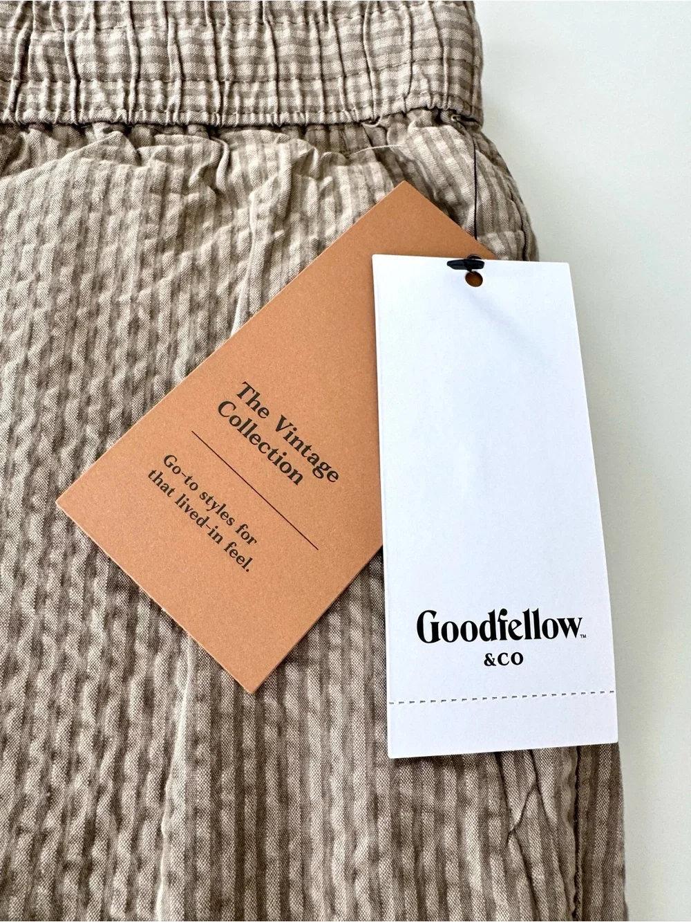 Goodfellow & Co Men's Khaki Striped Vintage Collection Shorts, 7” inseam, Size L